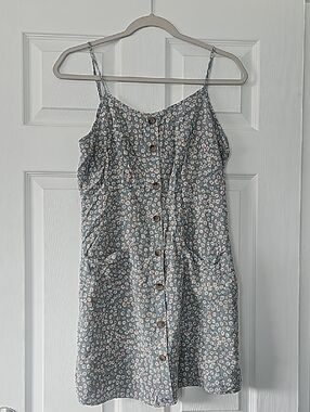 Pink Rose Slate Blue Floral Dress